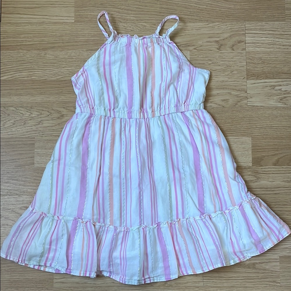 Pink and White Striped Kids Dress